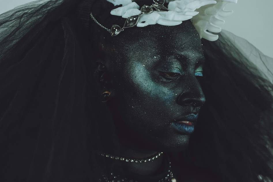An inspiring display of a completed character makeup look for a fantasy cosplay