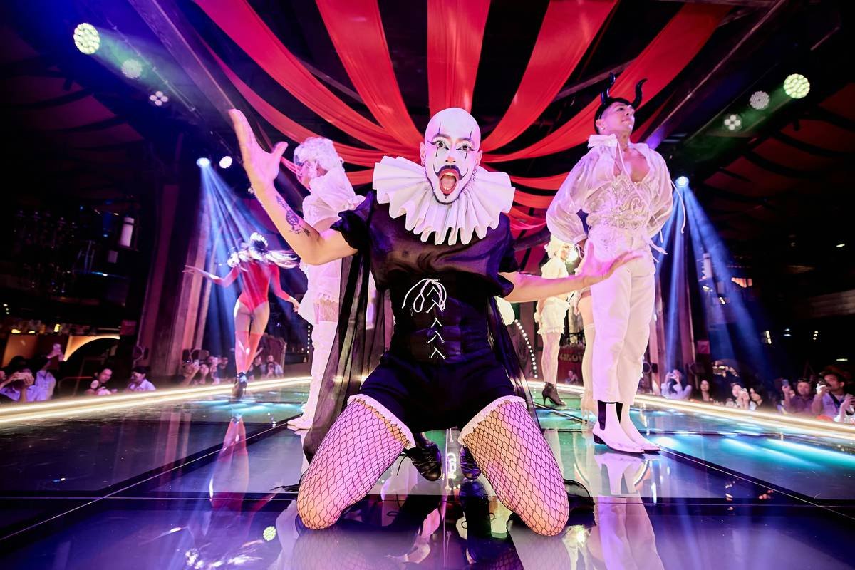 side-by-side comparison of musical performance makeup under normal vs stage lighting